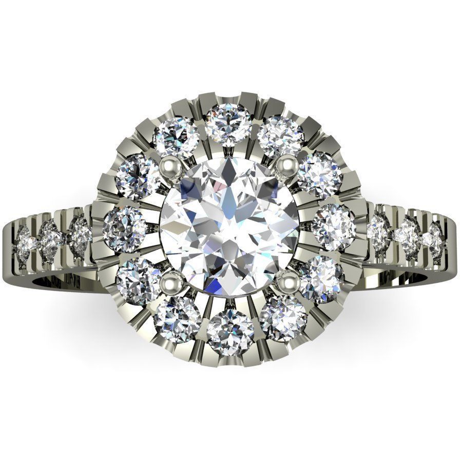 fashion ring with gems 3D print model_8