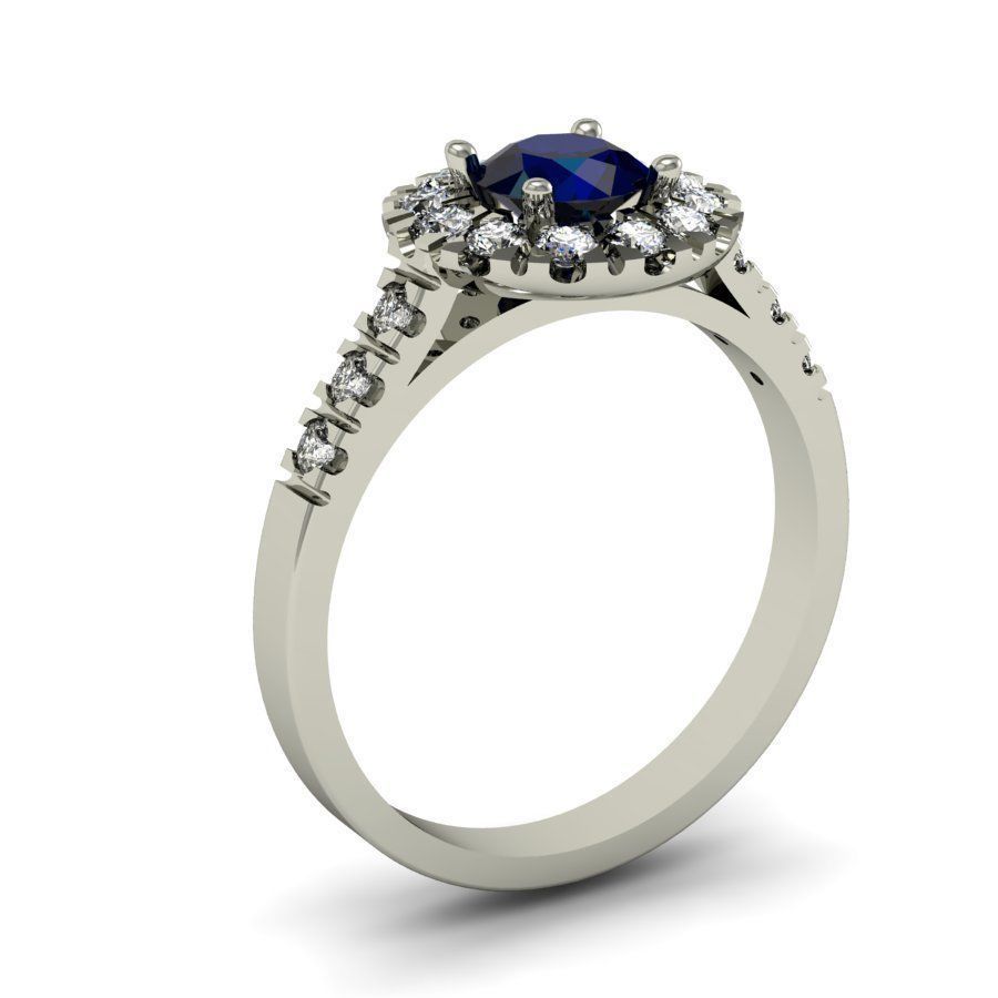 fashion ring with gems 3D print model_6