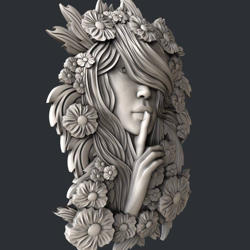 3d STL models for CNC router Face 3D model_1