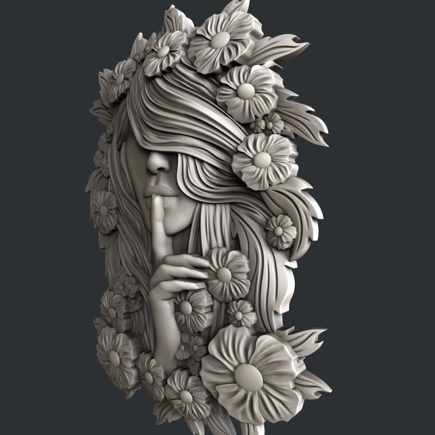 3d STL models for CNC router Face 3D model_2