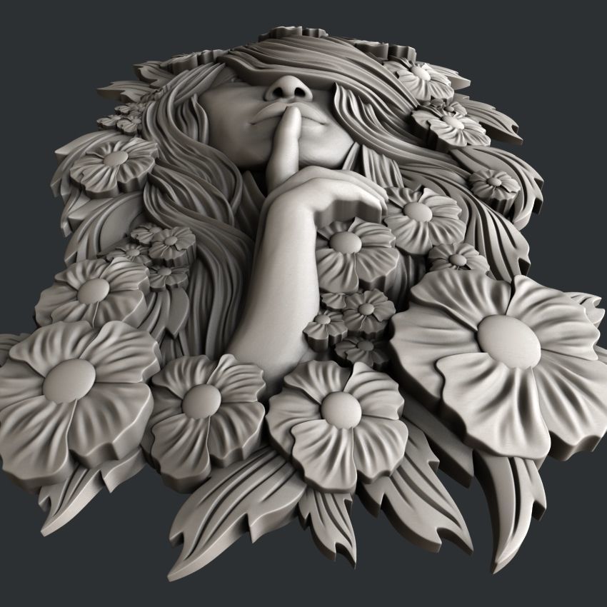 3d STL models for CNC router Face 3D model_3