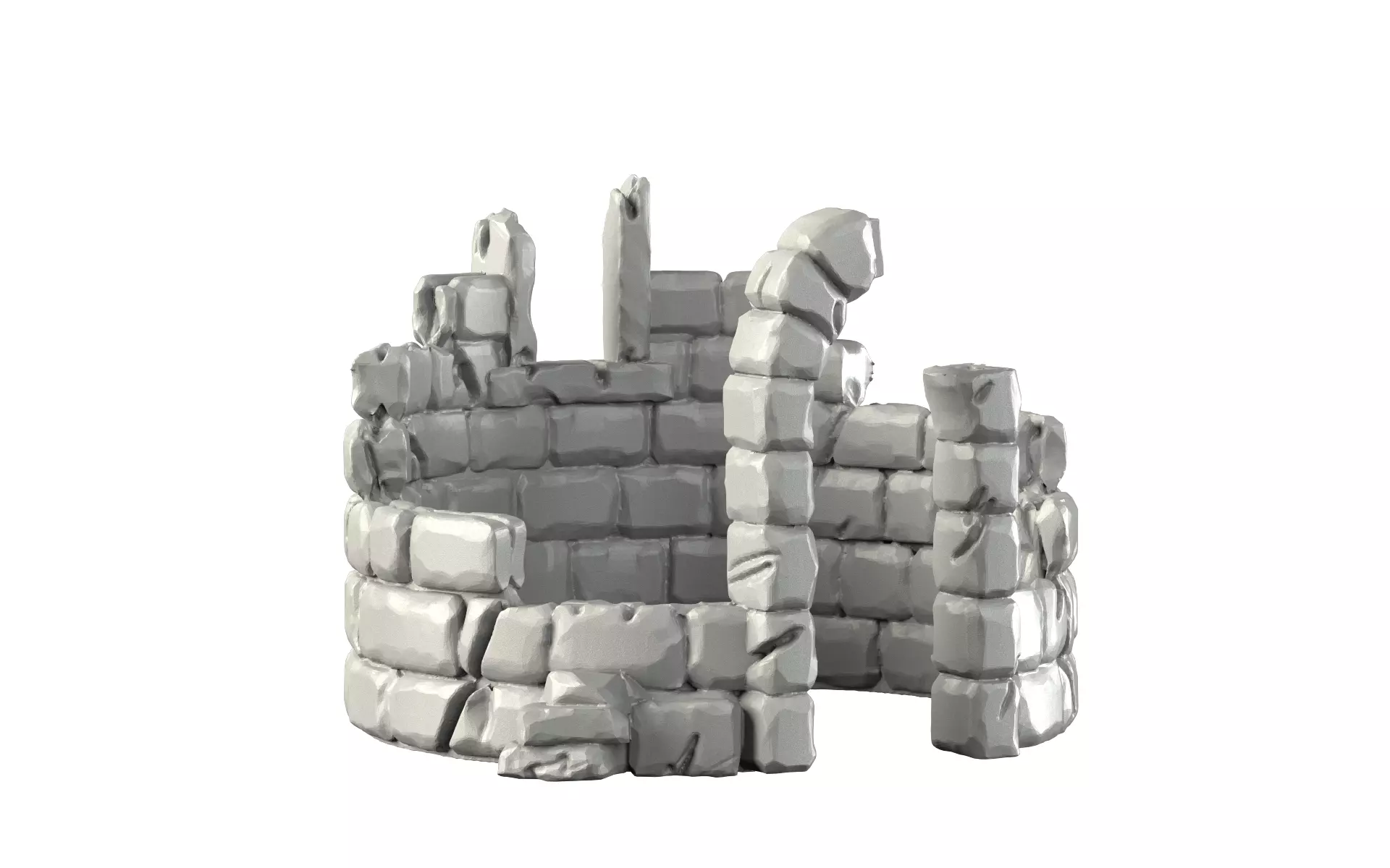 Ruins stone castle 3D print model_0