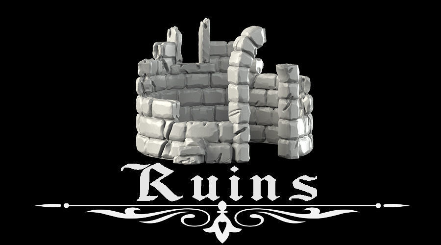 Ruins stone castle 3D print model_1