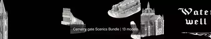 Cemetry gate Scenics Bundle 3D Model Collection