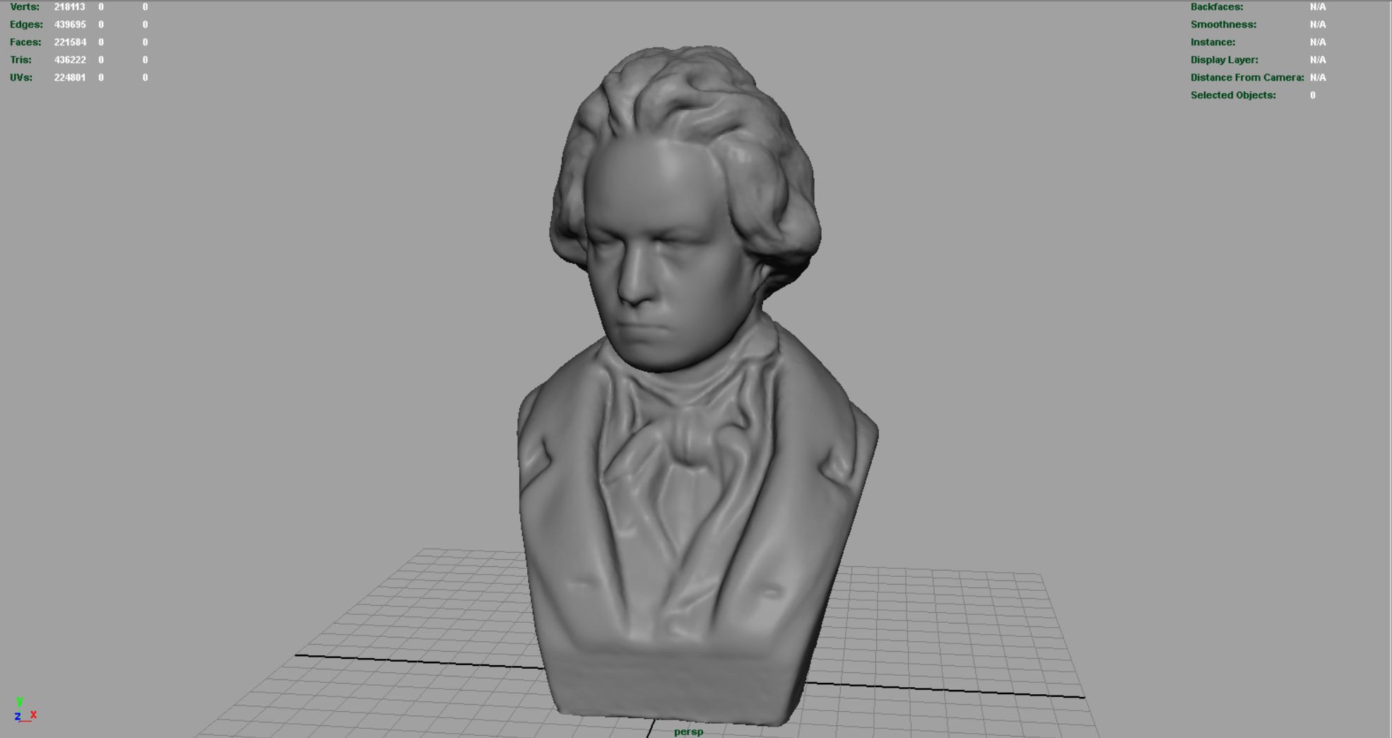 Beethoven Bust Low-poly 3D model_2
