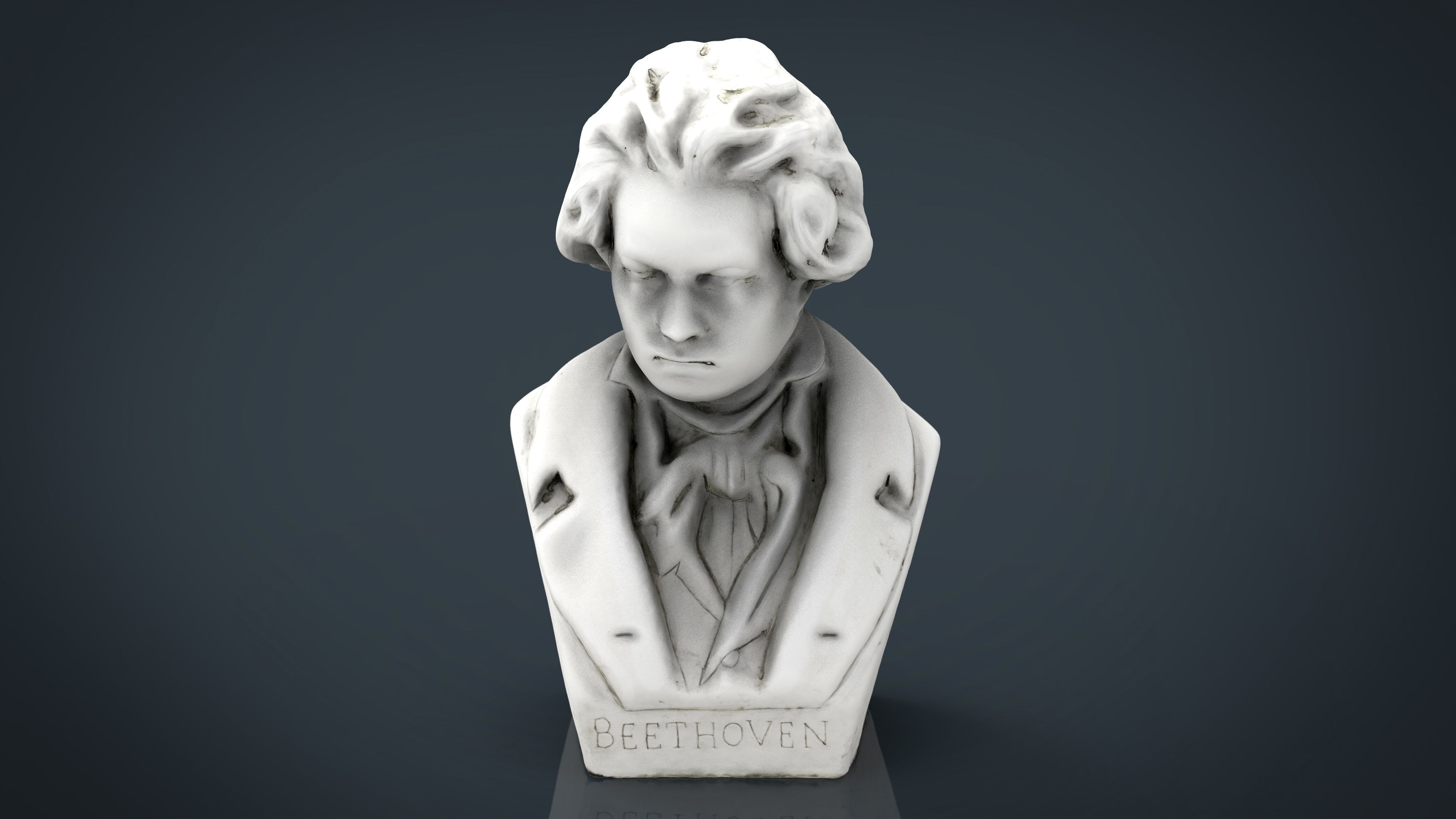 Beethoven Bust Low-poly 3D model_8