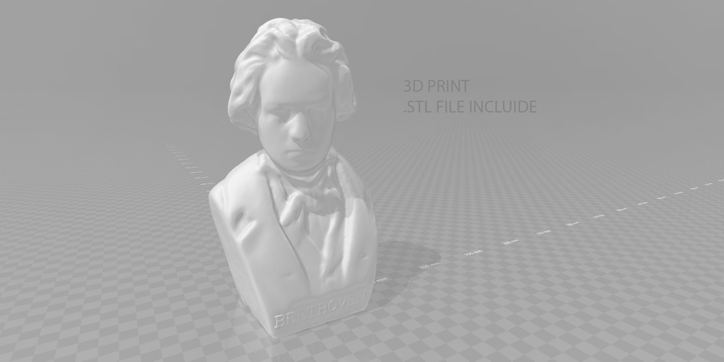 Beethoven Bust Low-poly 3D model_7