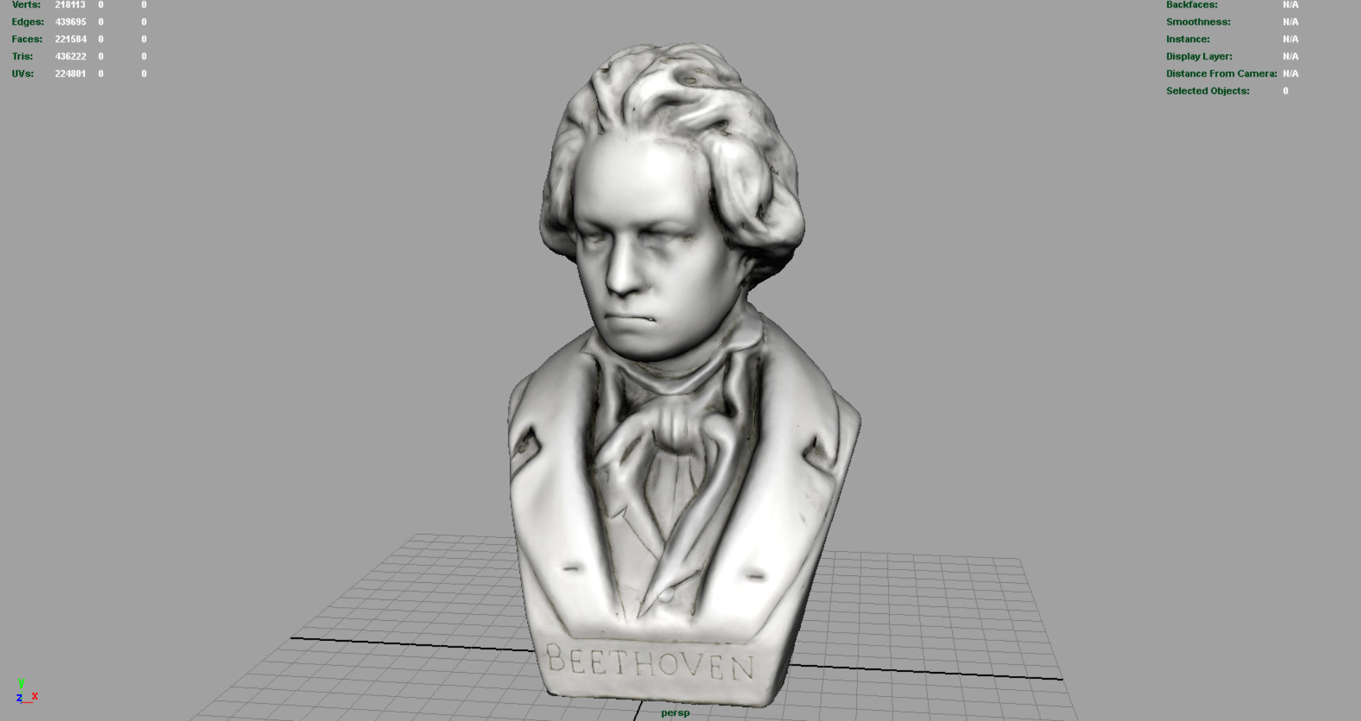 Beethoven Bust Low-poly 3D model_3