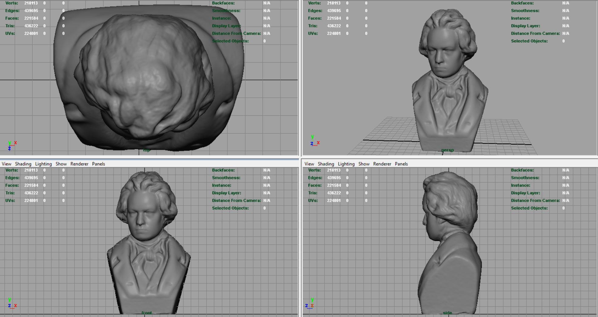 Beethoven Bust Low-poly 3D model_12