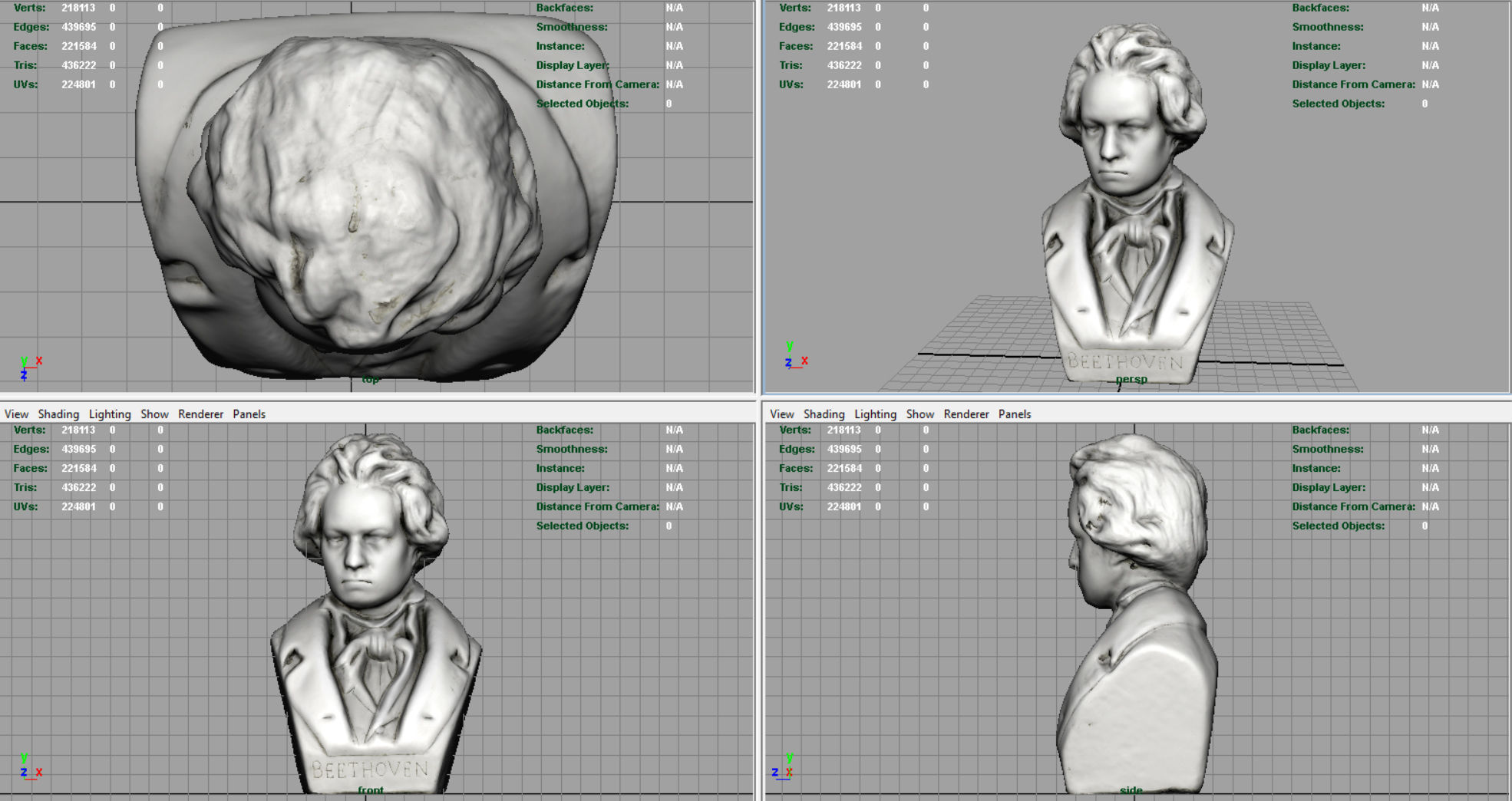 Beethoven Bust Low-poly 3D model_11