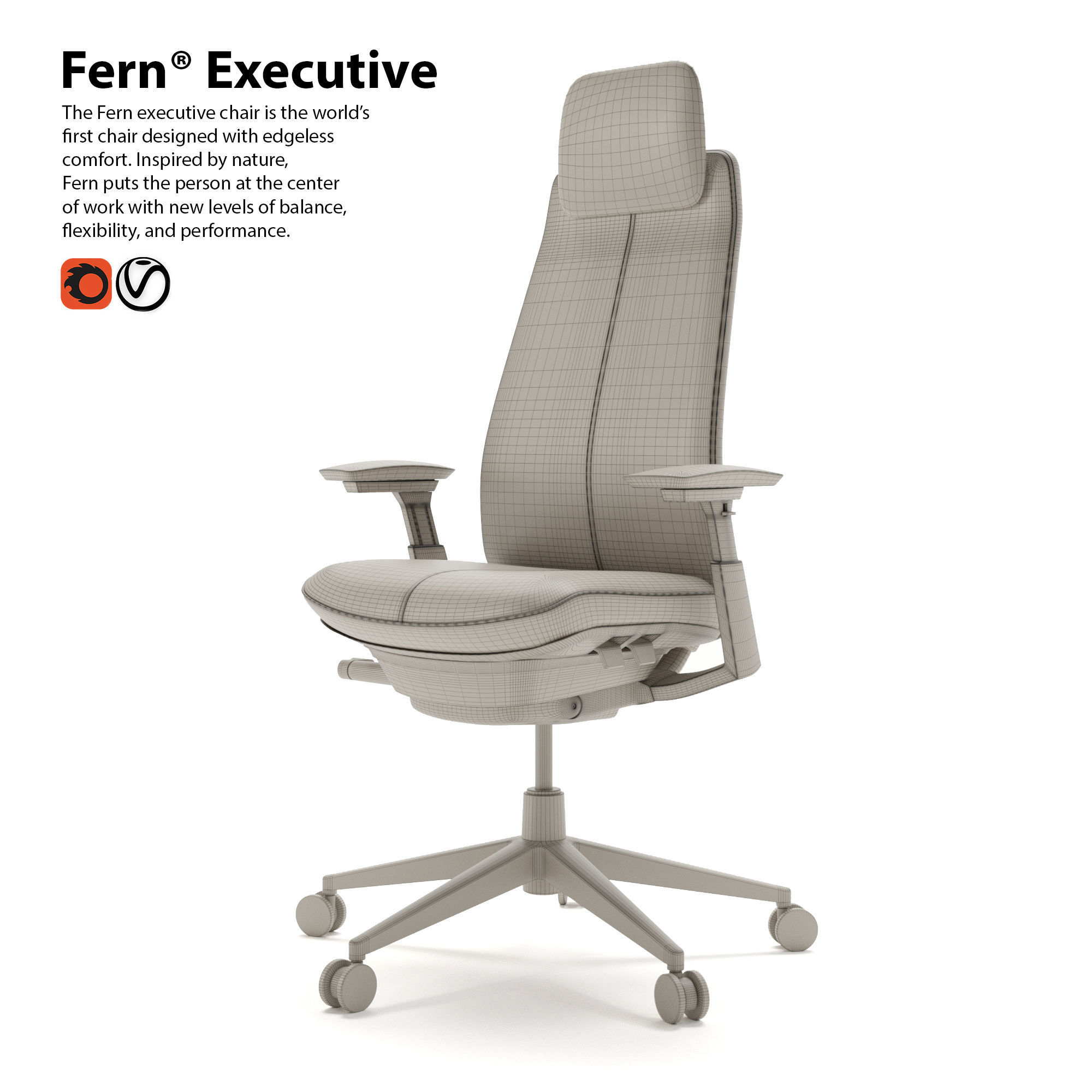office Desk chair HAWORTH Fern Executive 3D model_3