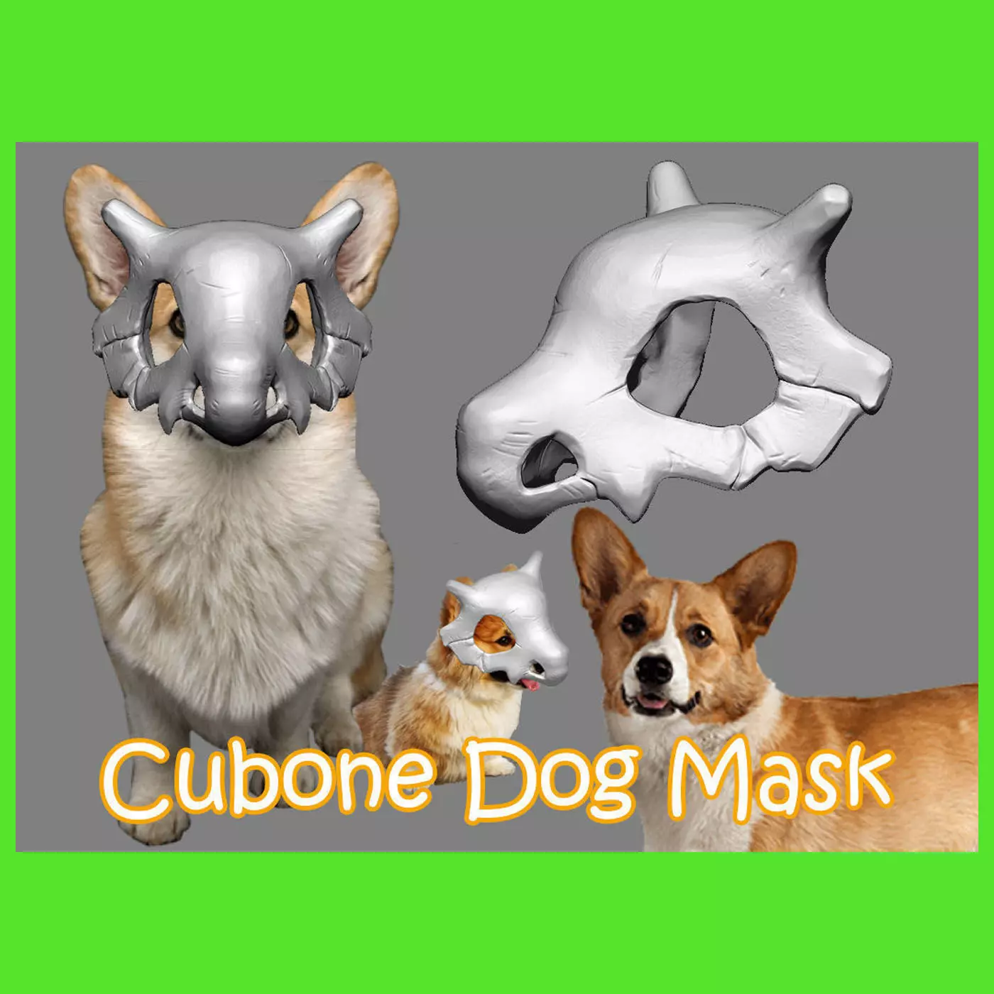Pokemon Cubone Dog Mask - Cubone Cosplay for Pet 3D print model_0
