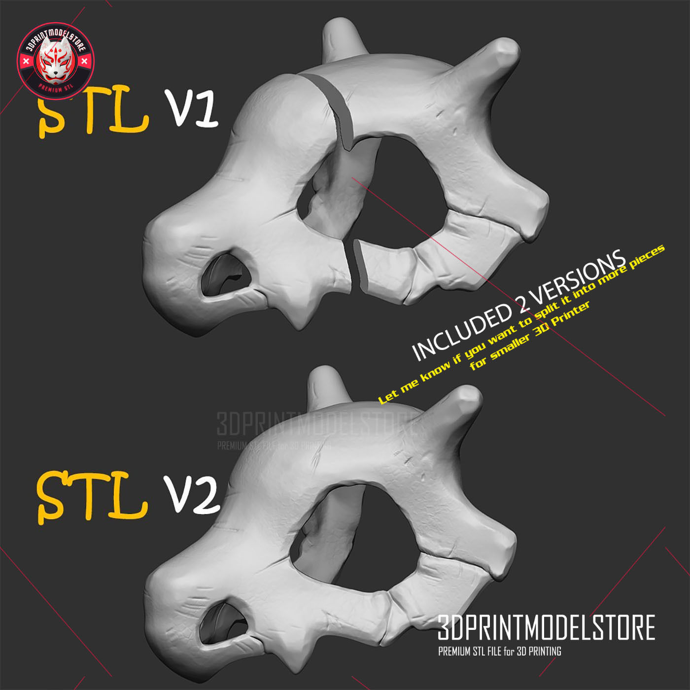 Pokemon Cubone Dog Mask - Cubone Cosplay for Pet 3D print model_7