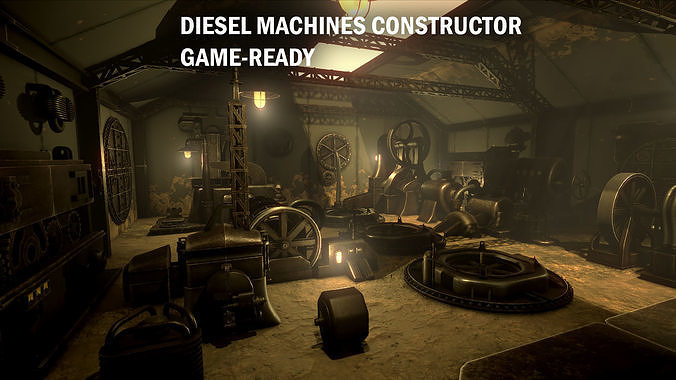 Diesel machines constructor Low-poly 3D model