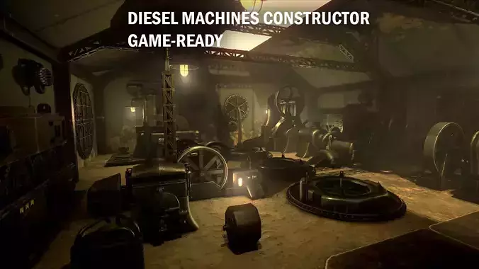 Diesel machines constructor Low-poly 3D model