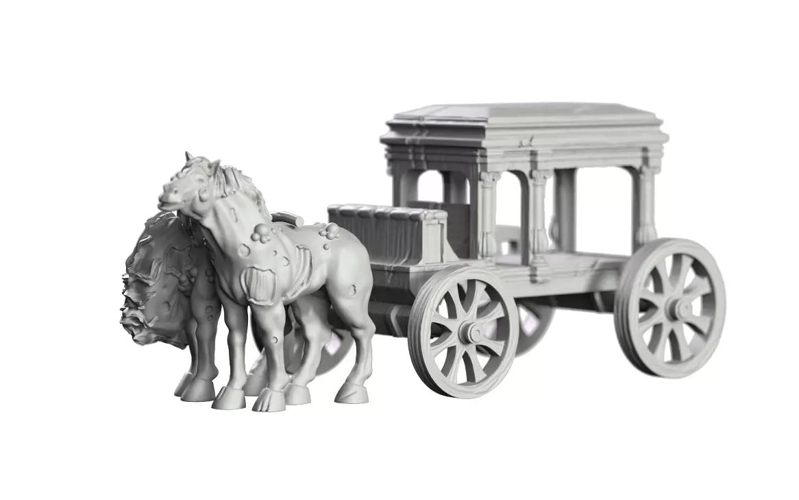 Hearse horse drawn chariot 3D print model_0