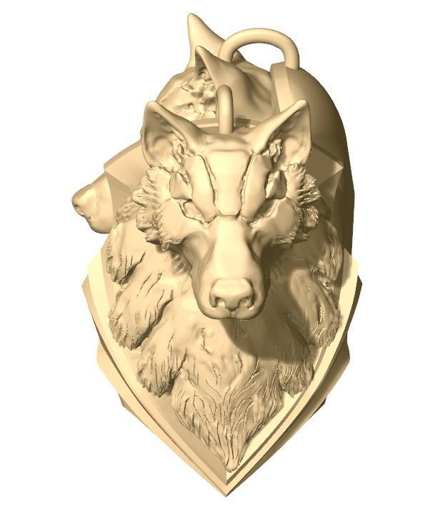 jewelry Wolf Pendant 3D print model_4