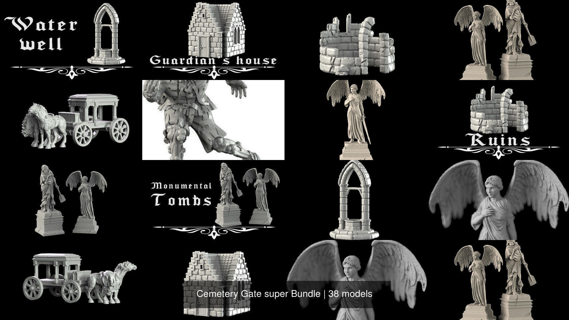 Cemetery Gate super Bundle 3D Model Collection_4