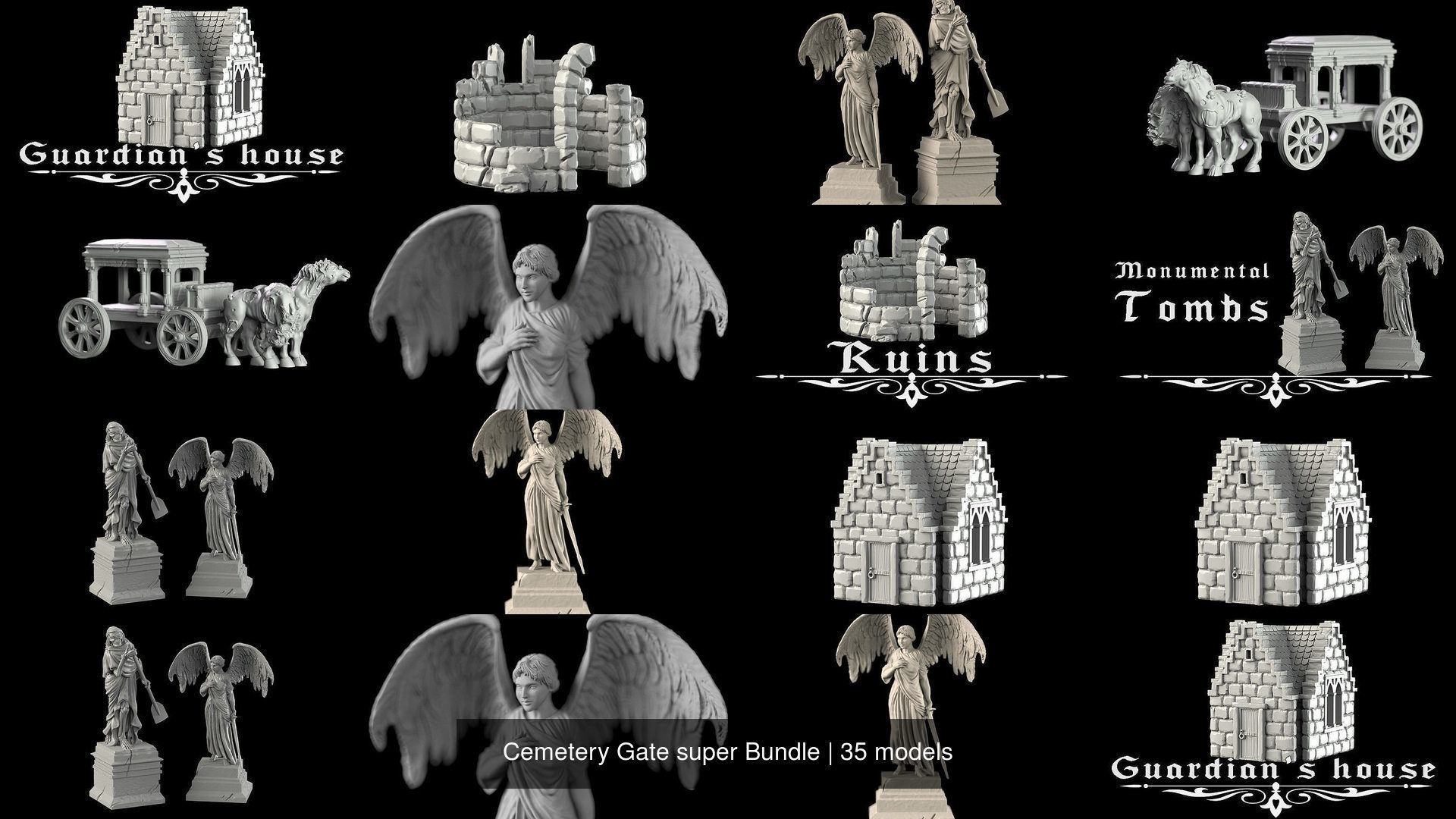Cemetery Gate super Bundle 3D Model Collection_16