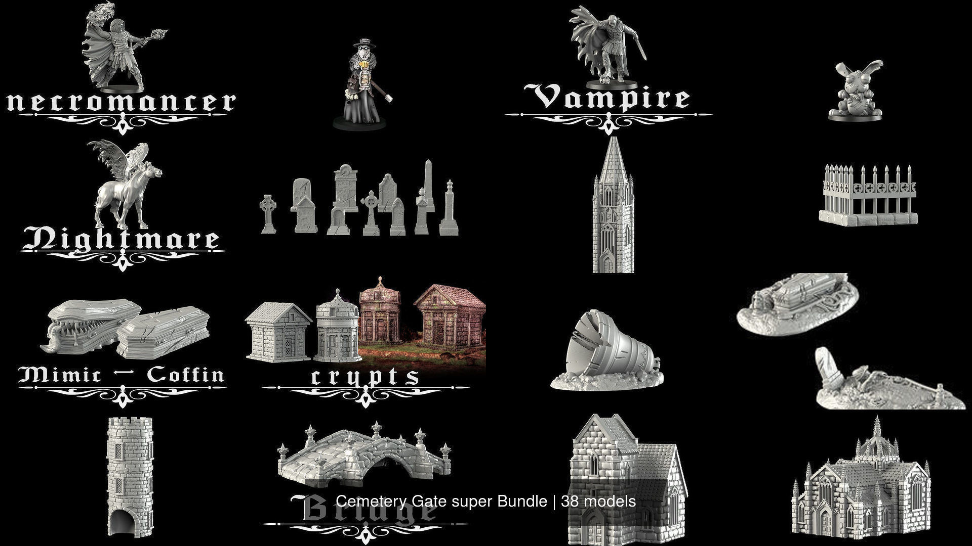 Cemetery Gate super Bundle 3D Model Collection_11