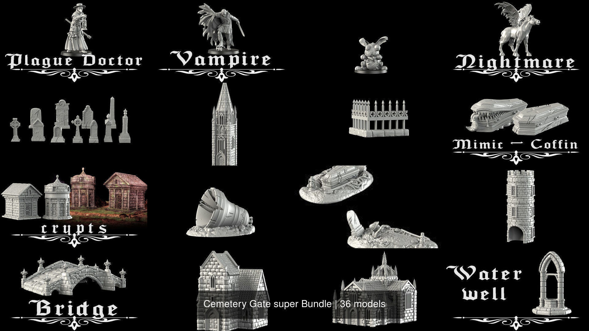 Cemetery Gate super Bundle 3D Model Collection_8