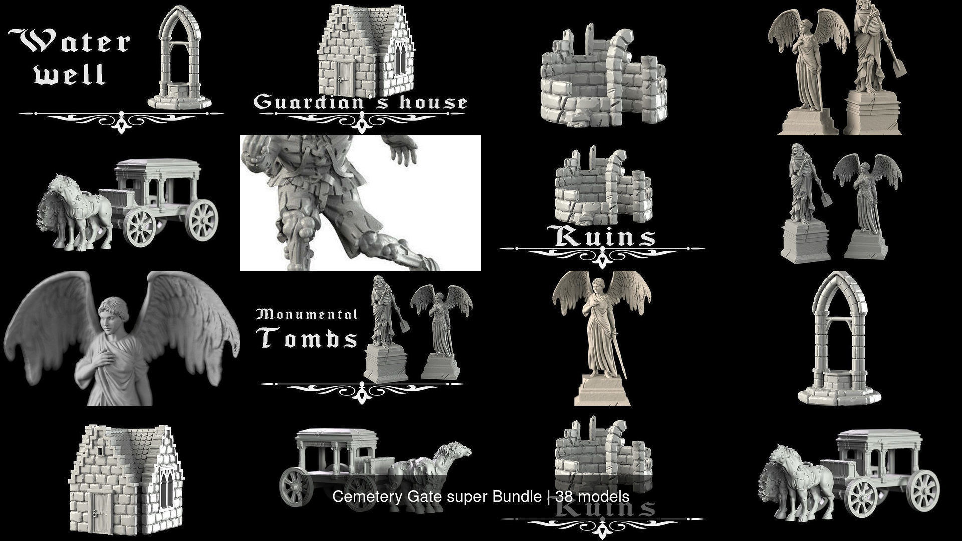 Cemetery Gate super Bundle 3D Model Collection_17