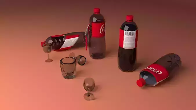 coke bottle  and class Low-poly 3D model