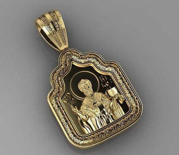 Suspension 7 gold pendant with st john baptist 3D print model