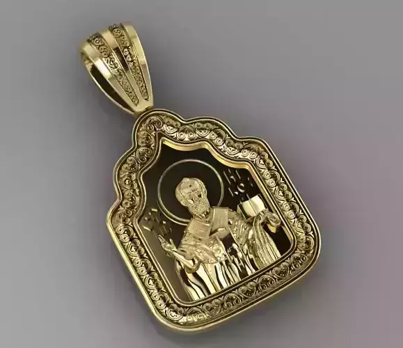 Suspension 7 gold pendant with st john baptist 3D print model