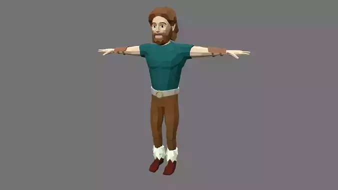 Polygonal Low Poly Style Viking Warrior Low-poly 3D model