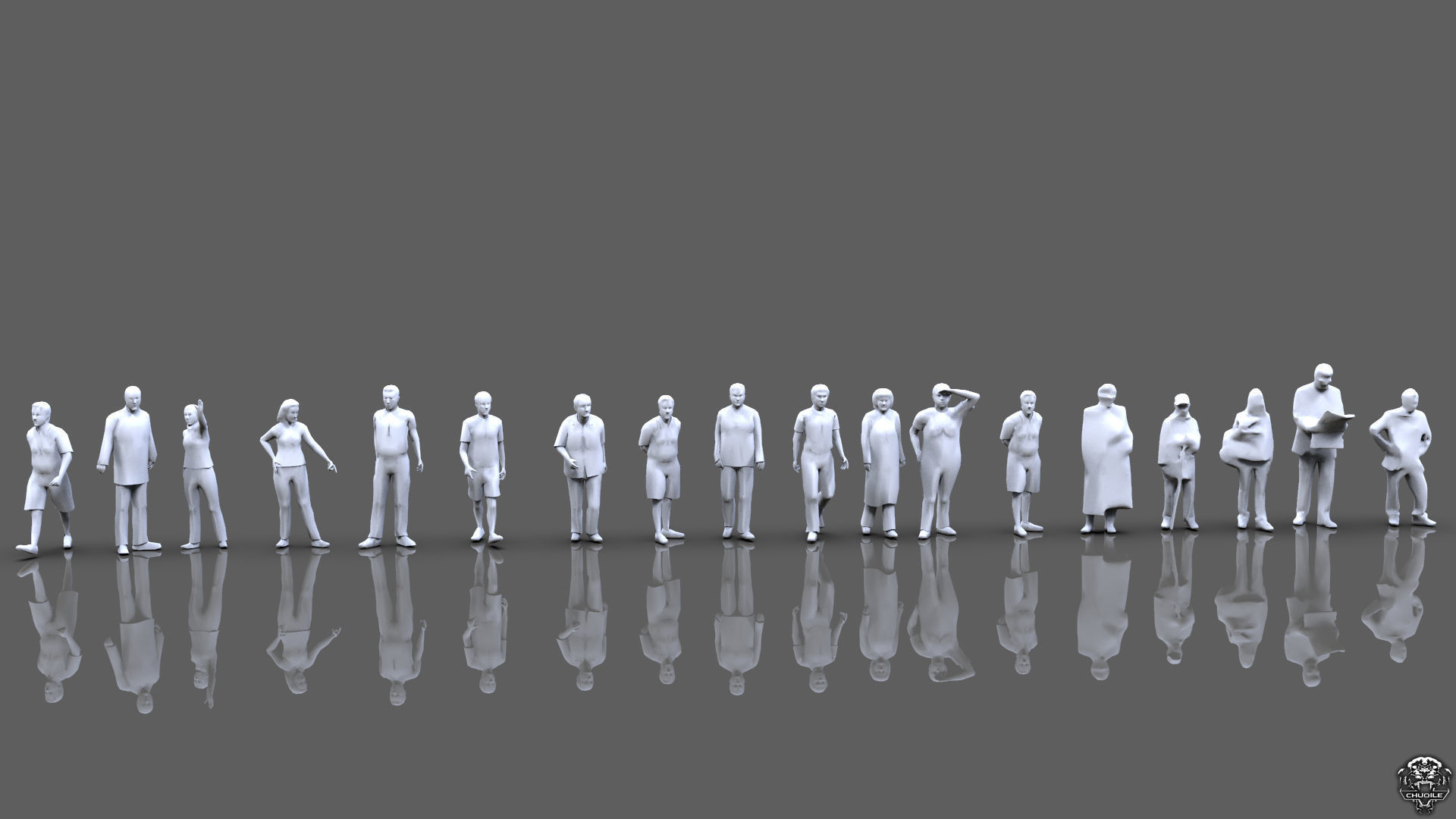 Posed People 3D model_9