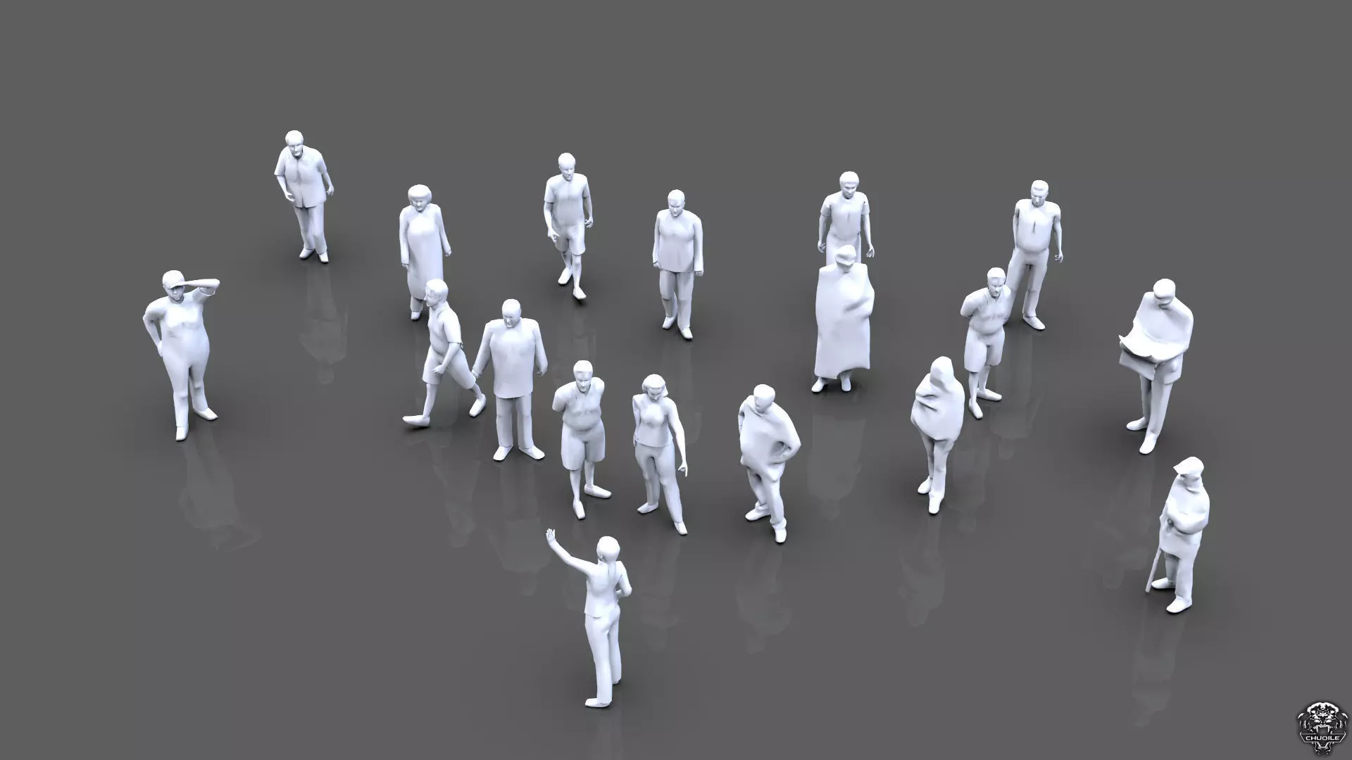 Posed People 3D model_0