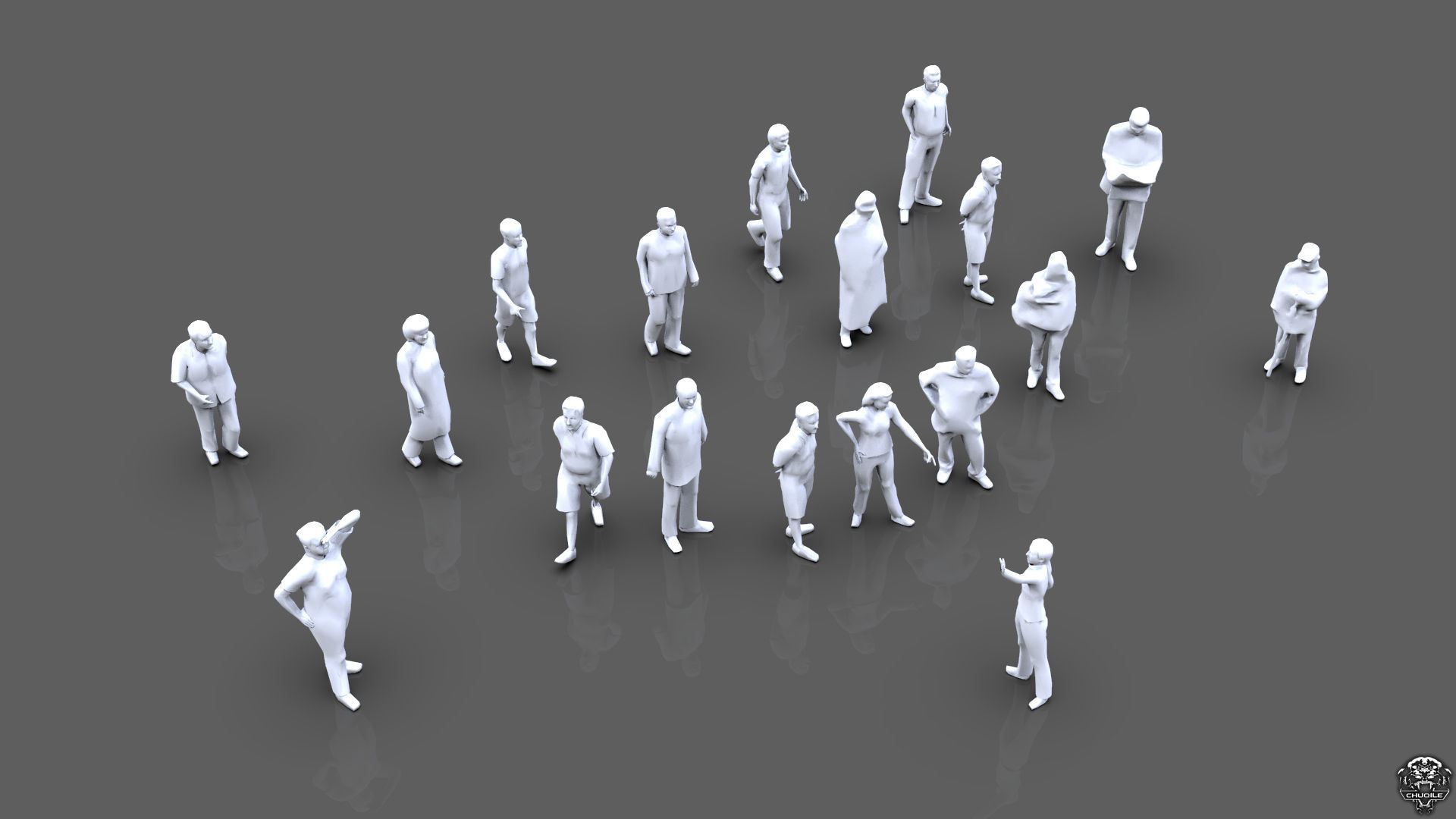 Posed People 3D model_1