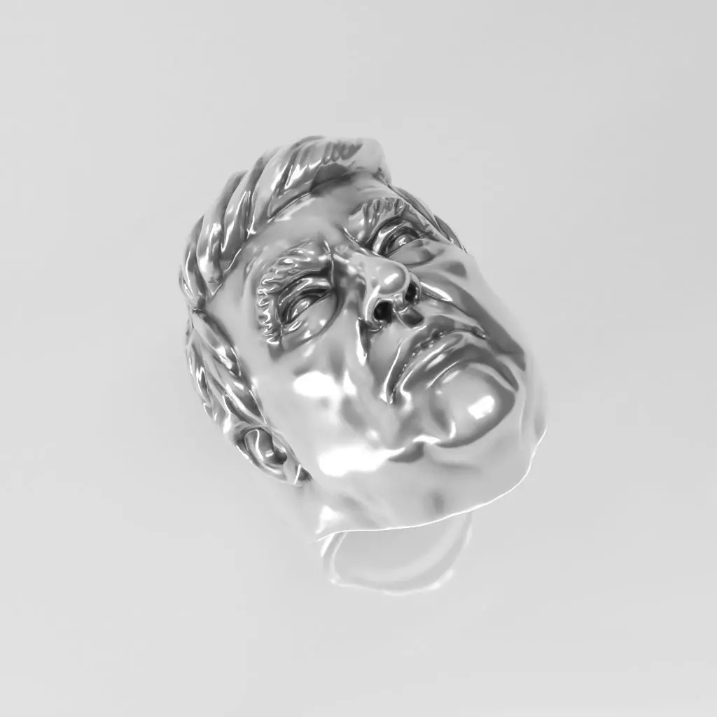 brutal mens silver Tramp head ring model prepared for 3d print 3D print model
