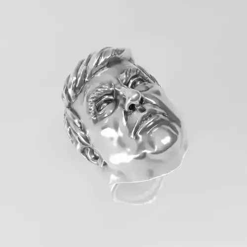 brutal mens silver Tramp head ring model  prepared for  3d print 3D print model