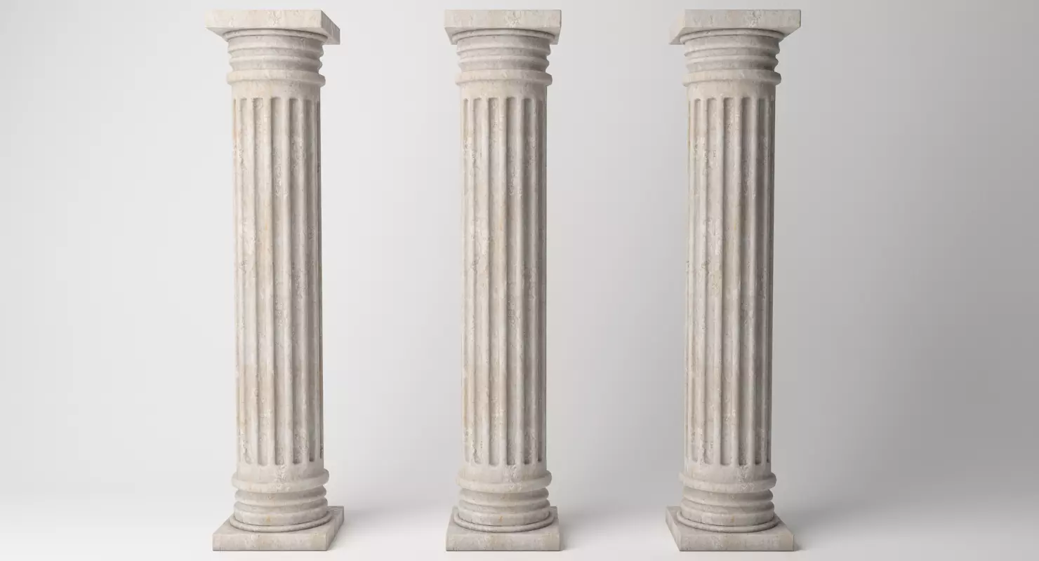 Antique Column Low-poly 3D model_0