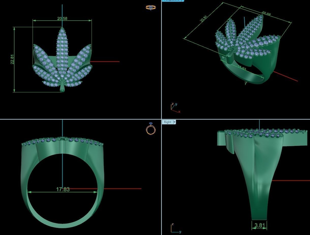 Nice leaf ring 3D print model_6