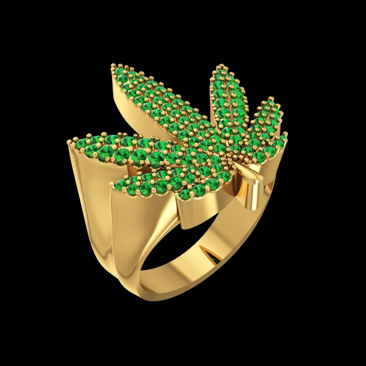 Nice leaf ring 3D print model_2