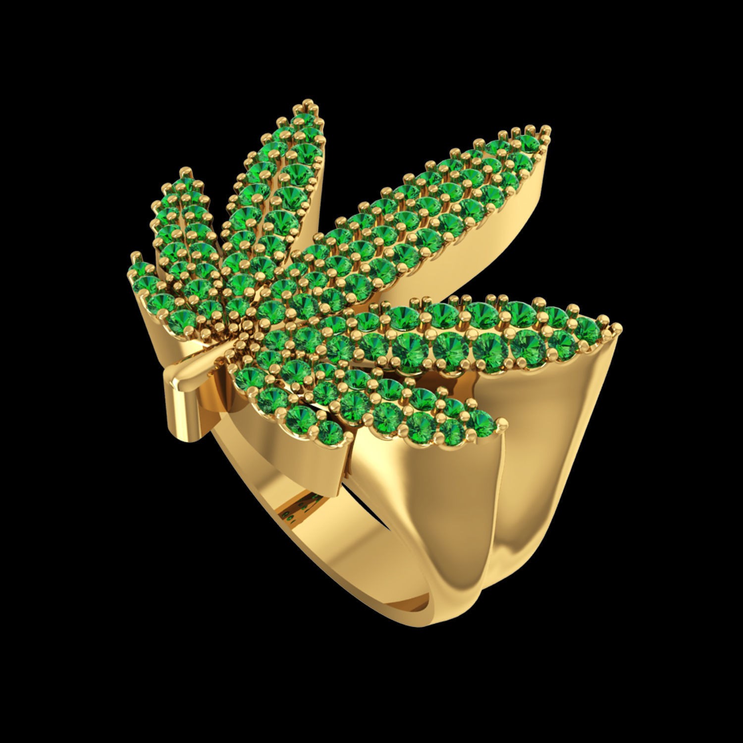 Nice leaf ring 3D print model_1