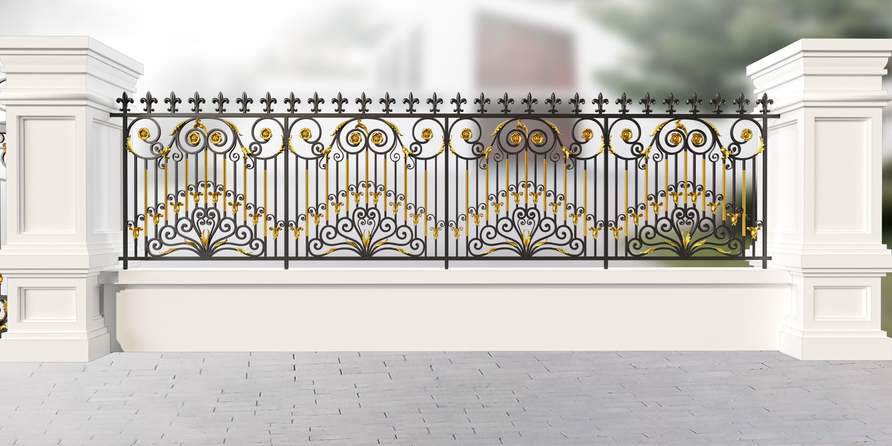 Gate and fence Metal Art 3D model_1