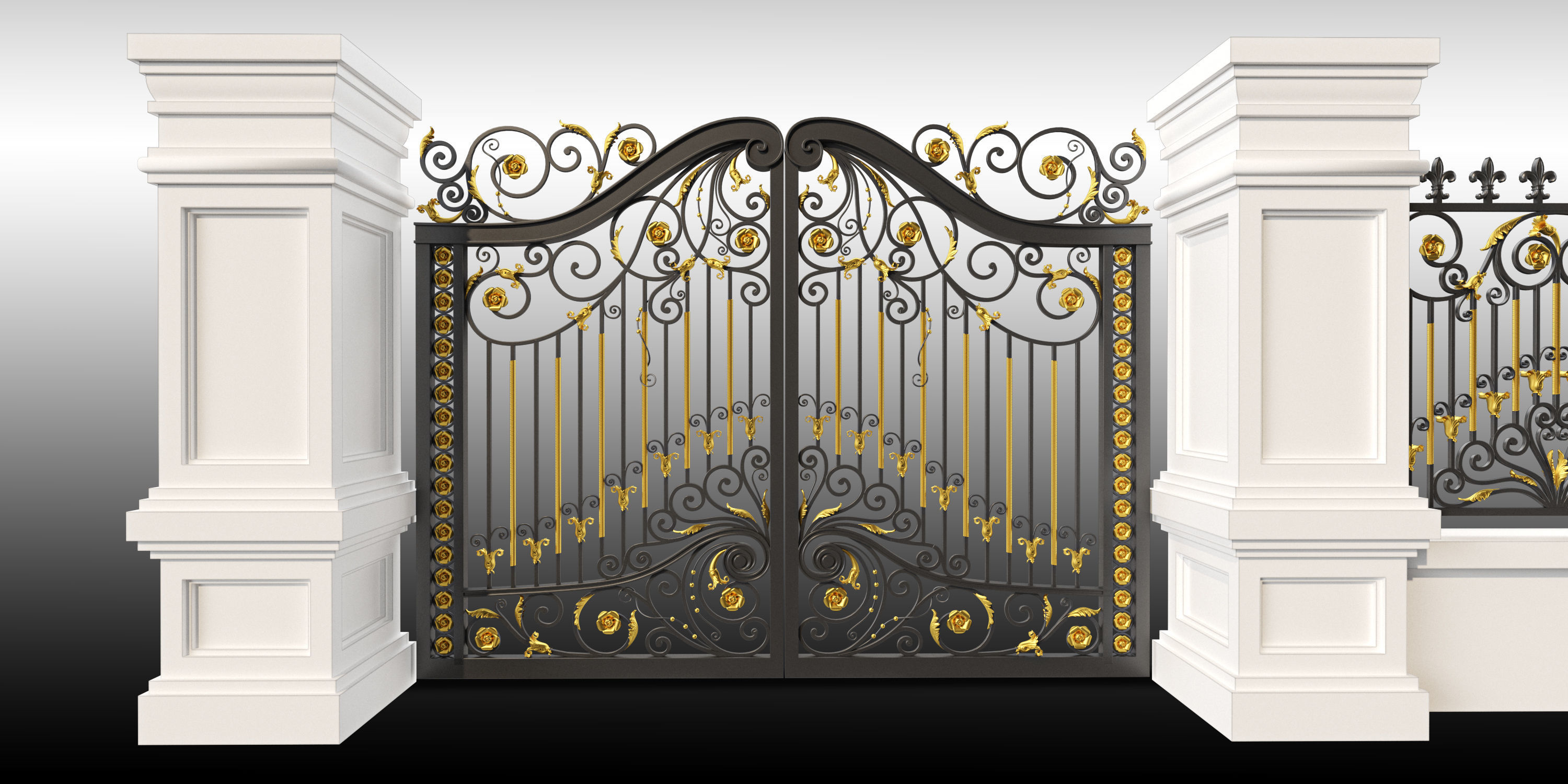 Gate and fence Metal Art 3D model_4