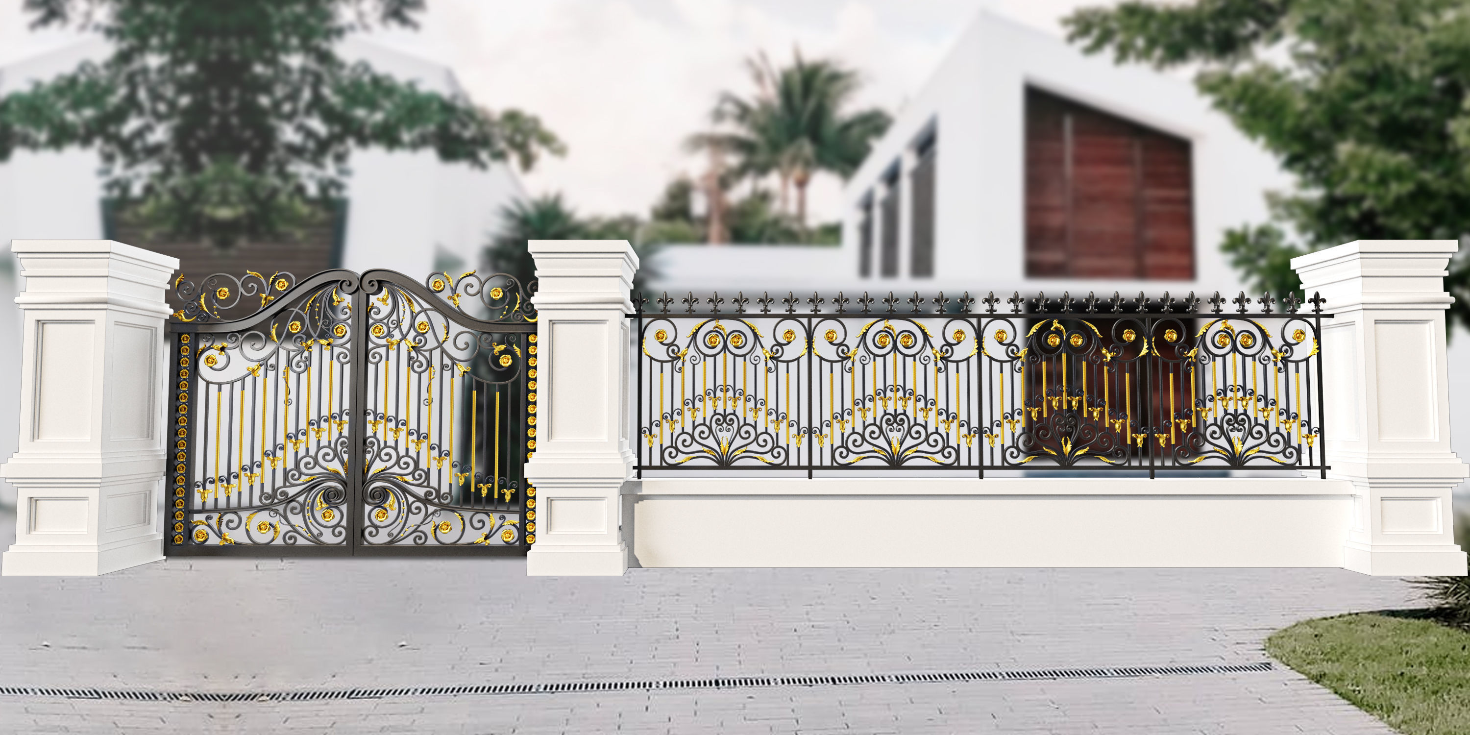 Gate and fence Metal Art 3D model_3