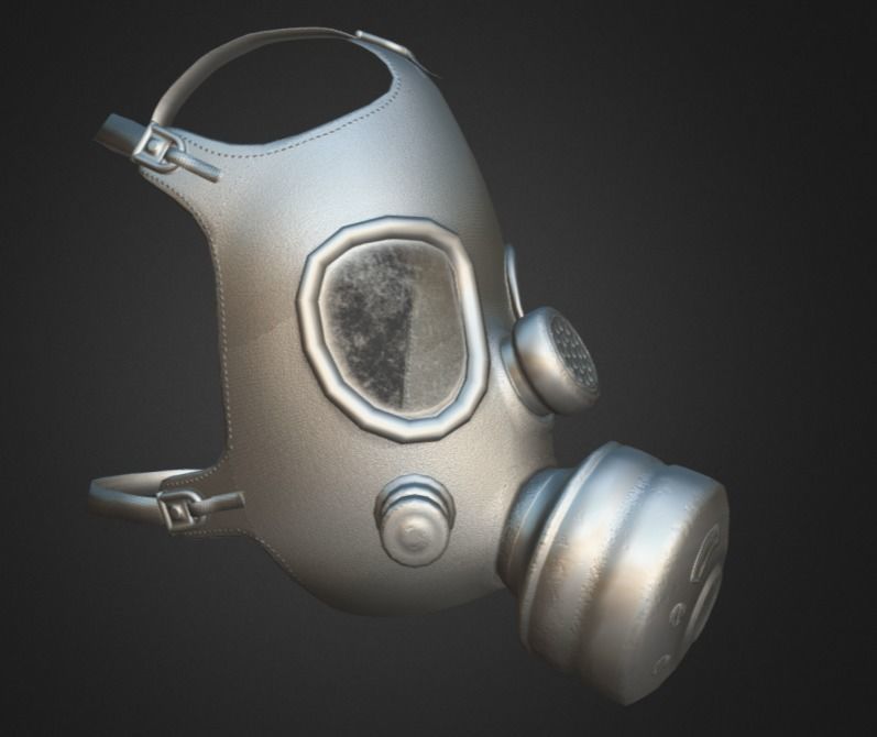 Gas Mask Low-poly 3D model_5