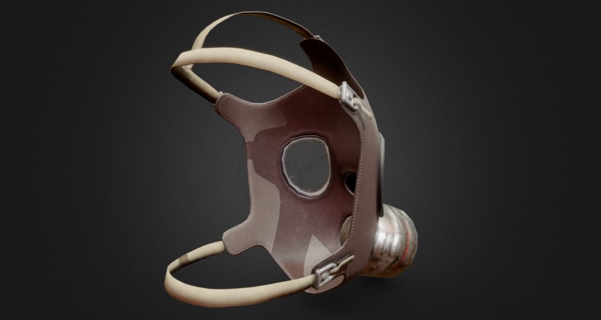 Gas Mask Low-poly 3D model_3