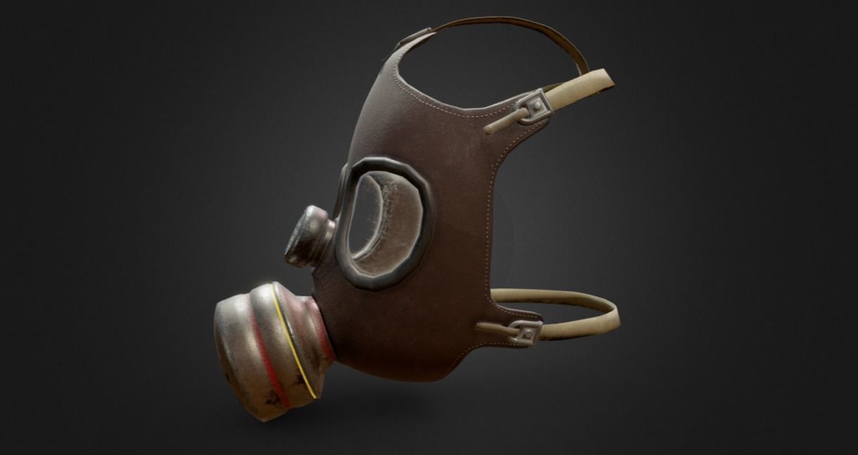 Gas Mask Low-poly 3D model_2