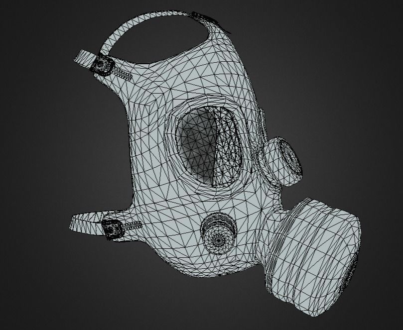 Gas Mask Low-poly 3D model_4