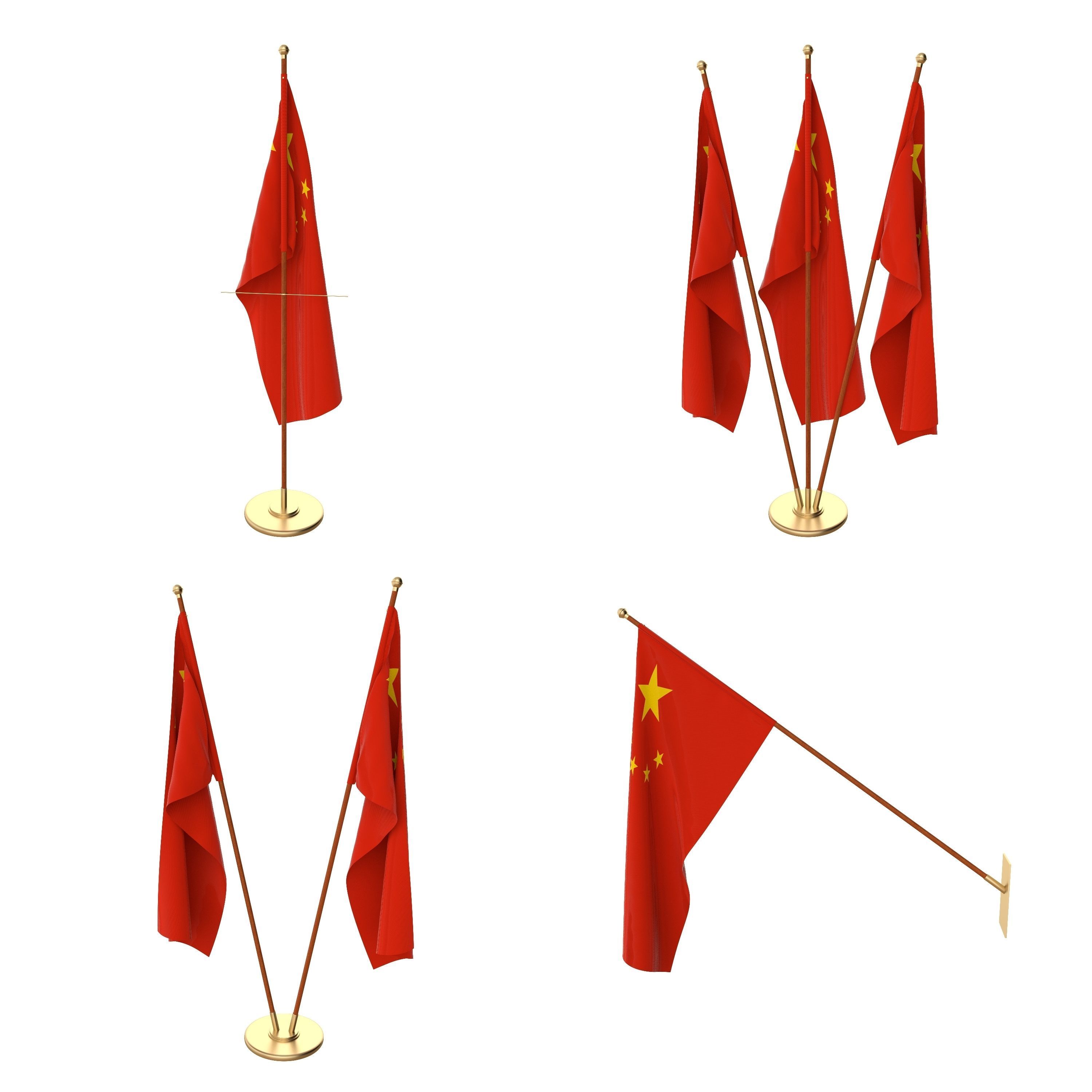 China Flag Pack 3D model_1