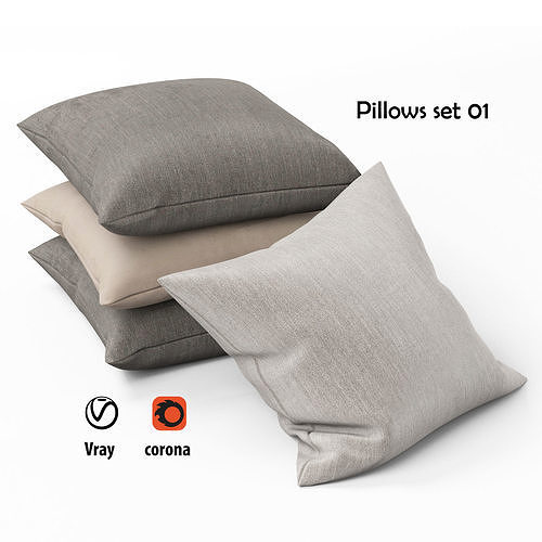 Pillows set 01 3D model