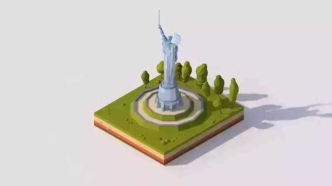 Cartoon Lowpoly Motherland Monument
