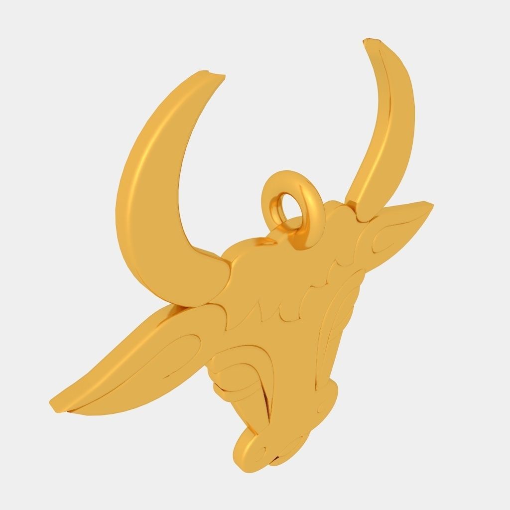 Bull Face Pendant 3D Printed Model 3D print model_2